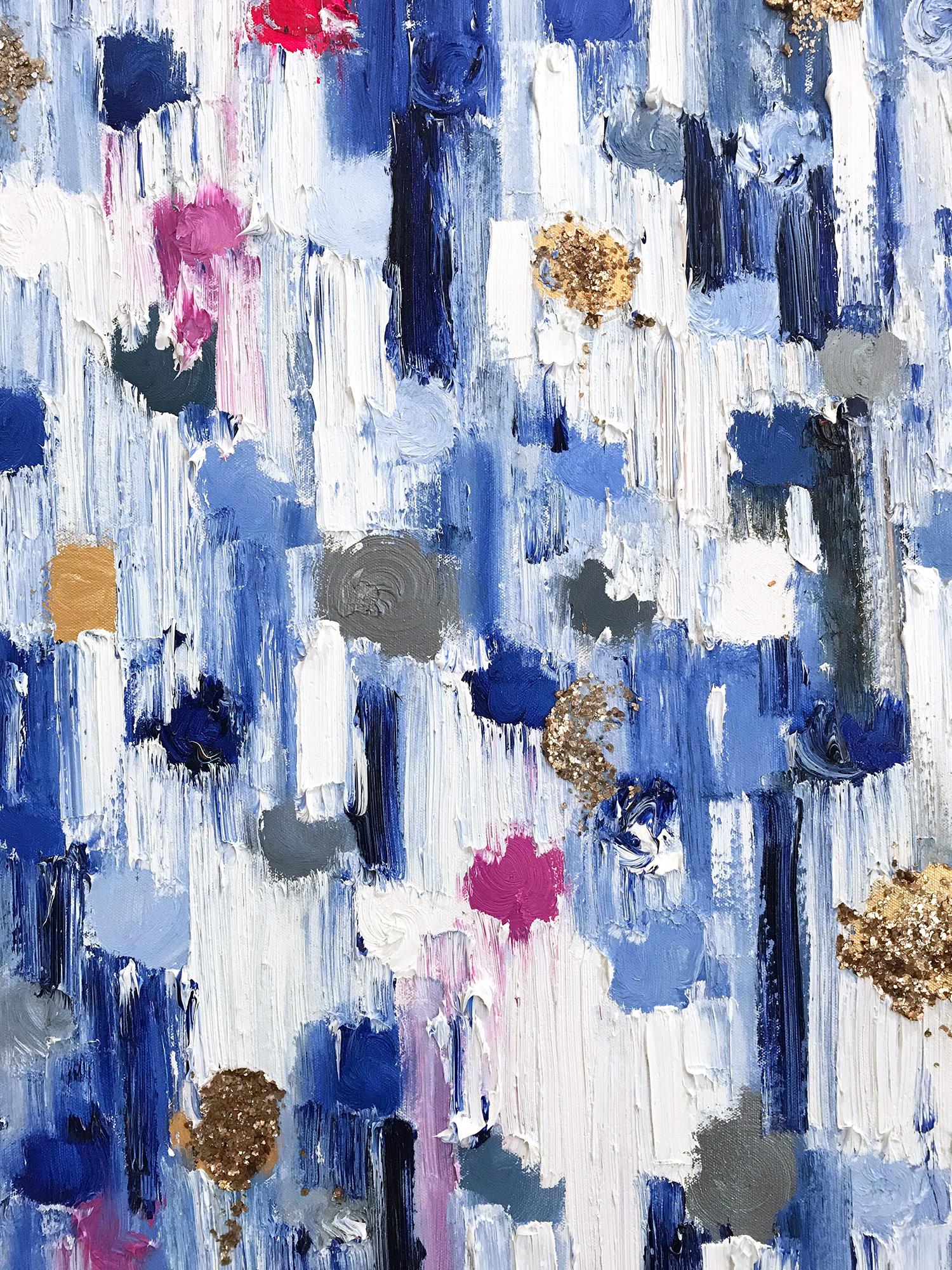 Dripping Dots, Palma, Gold and Silver, Abstract, Oil Painting 10