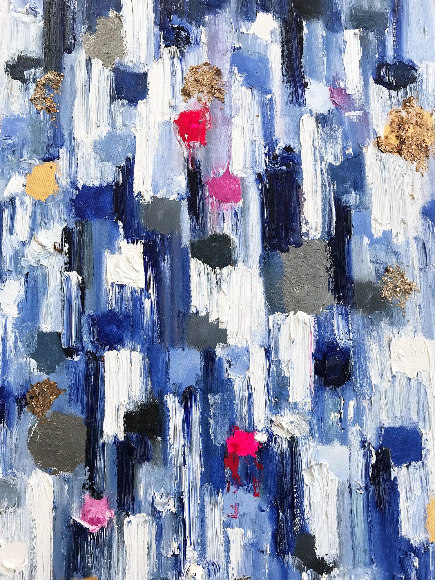 Dripping Dots, Palma, Gold and Silver, Abstract, Oil Painting 11
