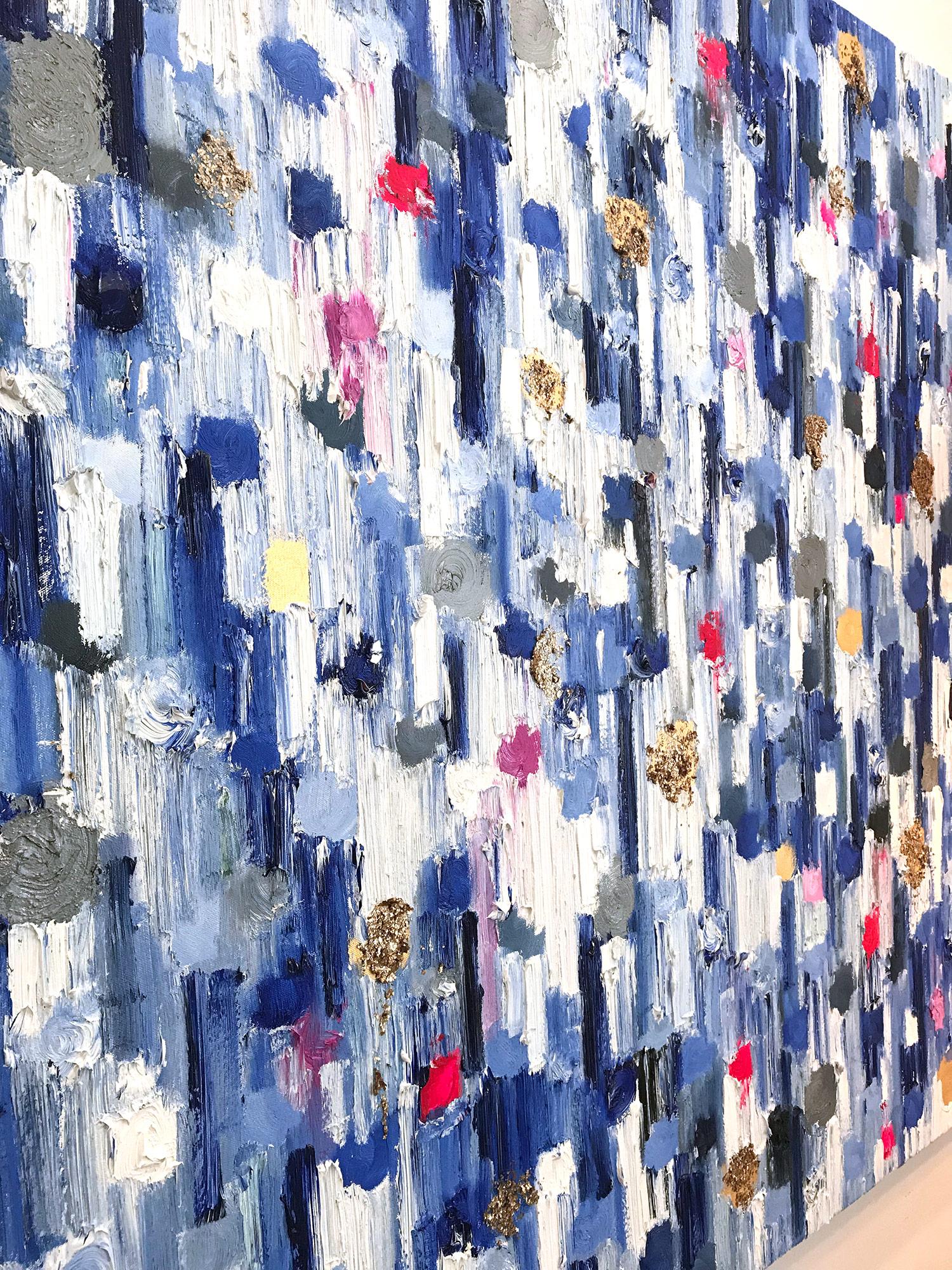 Dripping Dots, Palma, Gold and Silver, Abstract, Oil Painting 14