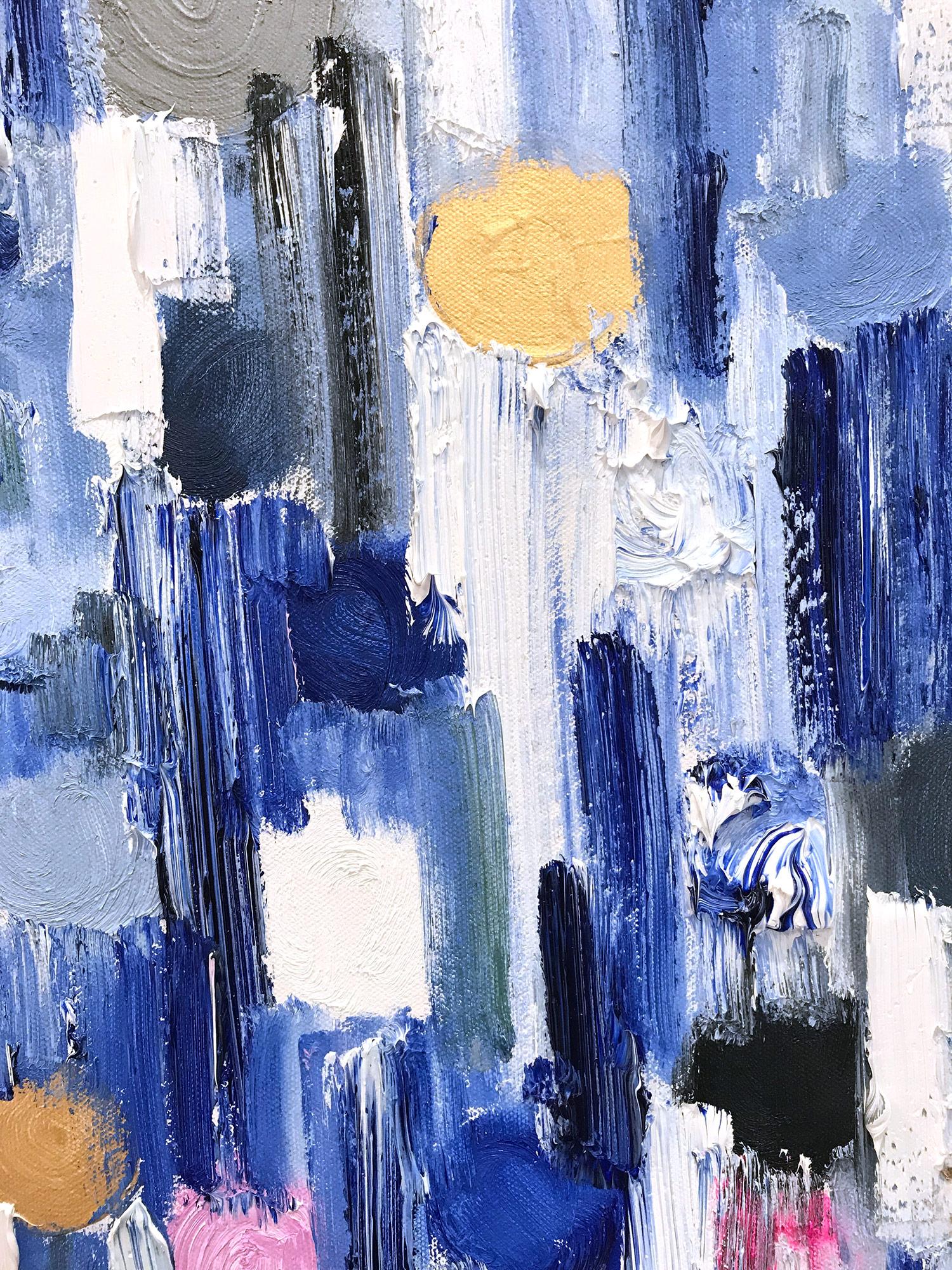 Dripping Dots, Palma, Gold and Silver, Abstract, Oil Painting 1