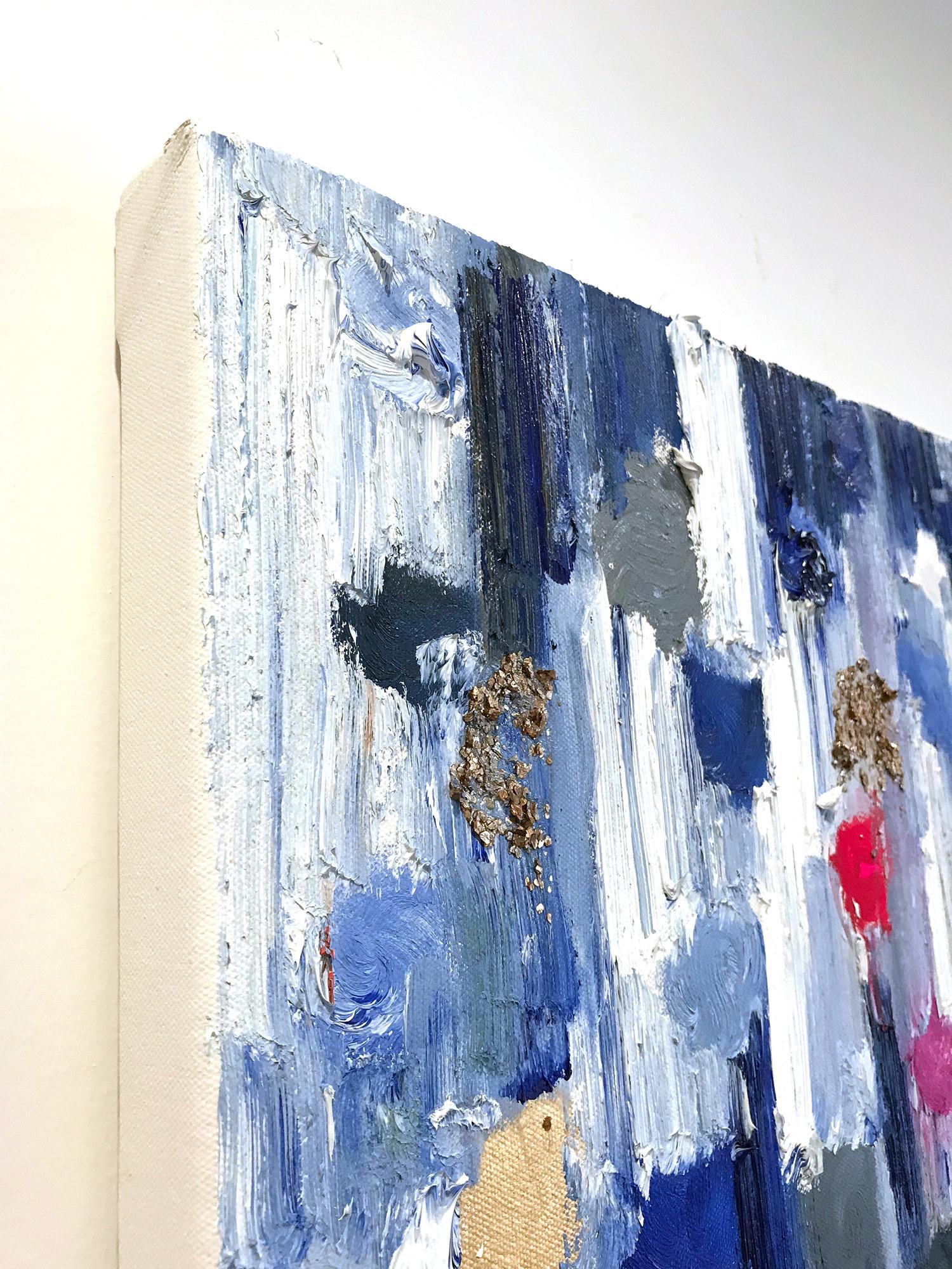 Dripping Dots, Palma, Gold and Silver, Abstract, Oil Painting 2