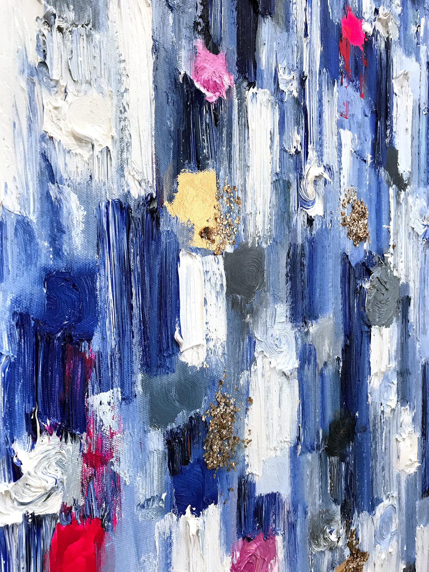 Dripping Dots, Palma, Gold and Silver, Abstract, Oil Painting 3