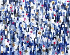 Dripping Dots, Palma, Gold and Silver, Abstract, Oil Painting