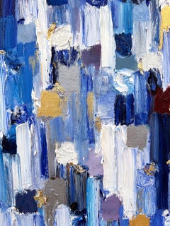 "Dripping Dots - Paris at Night" Multicolor Contemporary Oil Painting on Canvas