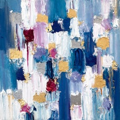 "Dripping Dots - Parisian Nights" Multicolor Contemporary Oil Painting on Canvas