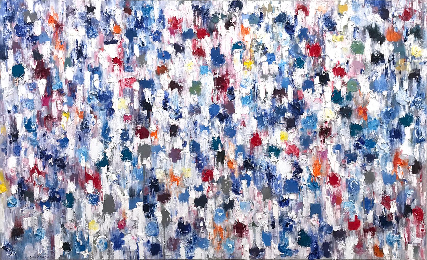 Cindy Shaoul Abstract Painting - Dripping Dots, Portofino, Abstract Oil Painting