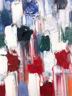 "Dripping Dots - Rainbow" Colorful Abstract Oil Painting on Canvas