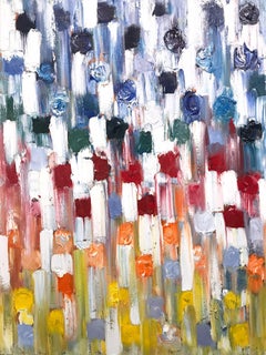 "Dripping Dots - Rainbow" Colorful Abstract Oil Painting on Canvas