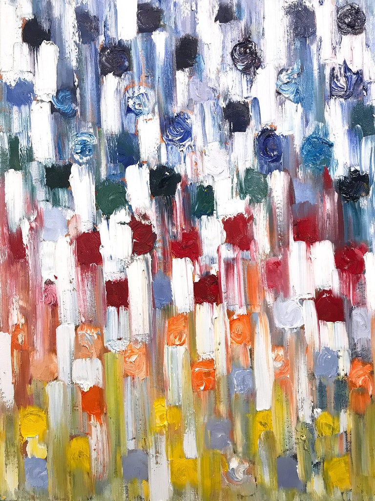 Cindy Shaoul Dripping Dots Rainbow Colorful Abstract Oil