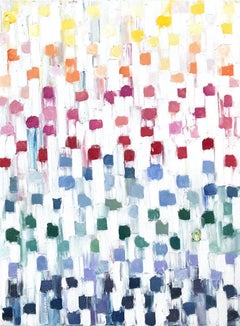 "Dripping Dots - Diamond Rainbow" Colorful Contemporary Oil Painting on Canvas