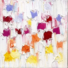 "Dripping Dots -Rainbow in Bali" Colorful Gradient Abstract Oil Painting Canvas