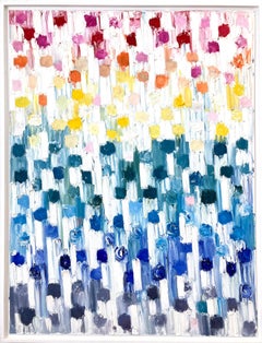 "Dripping Dots - Rainbow in Calypso" Multicolor Contemporary Oil Painting Canvas