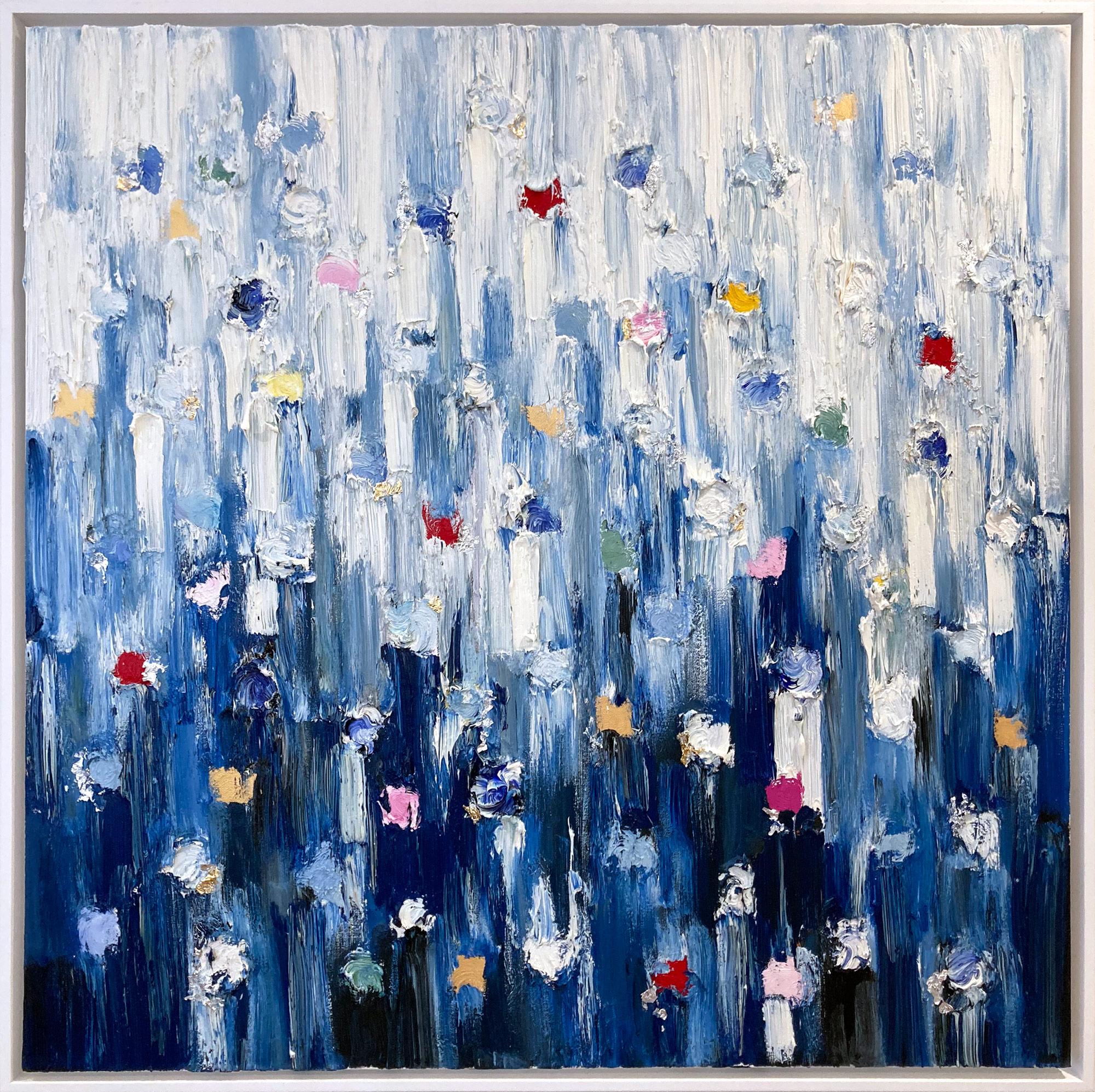 "Dripping Dots - Regency" Contemporary Abstract Oil Painting on Canvas Framed