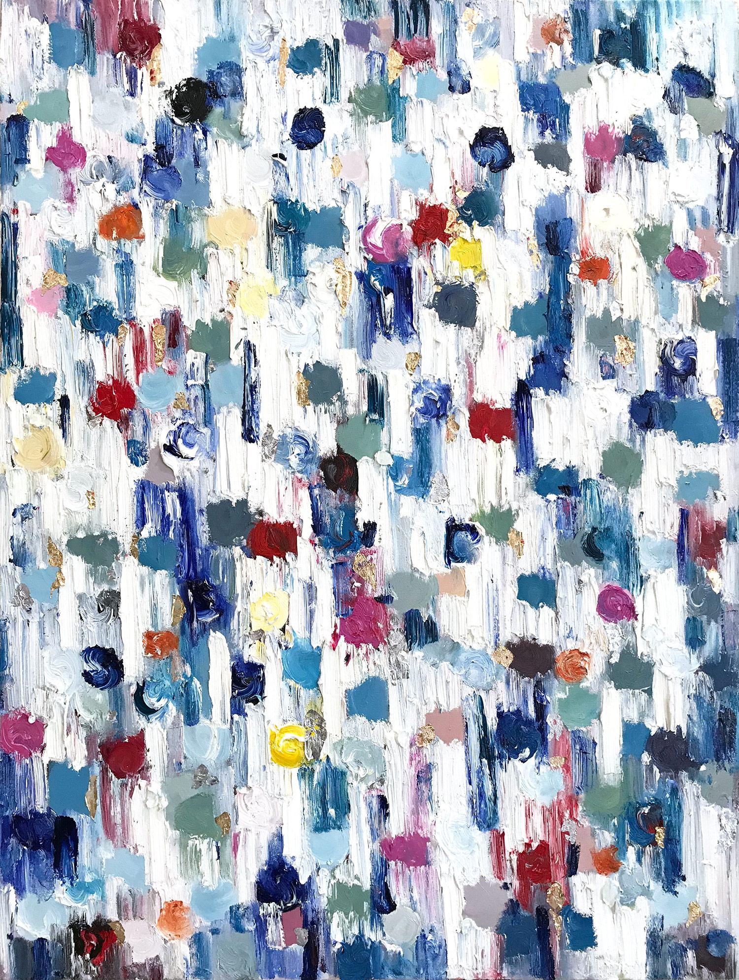 Cindy Shaoul Abstract Painting - Dripping Dots, Saint Barts, Colorful, Abstract, Oil Painting