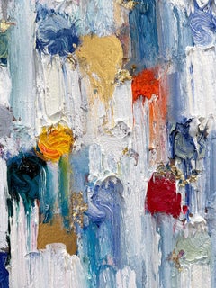 "Dripping Dots - Saint Barts" Multicolor Contemporary Oil Painting on Canvas