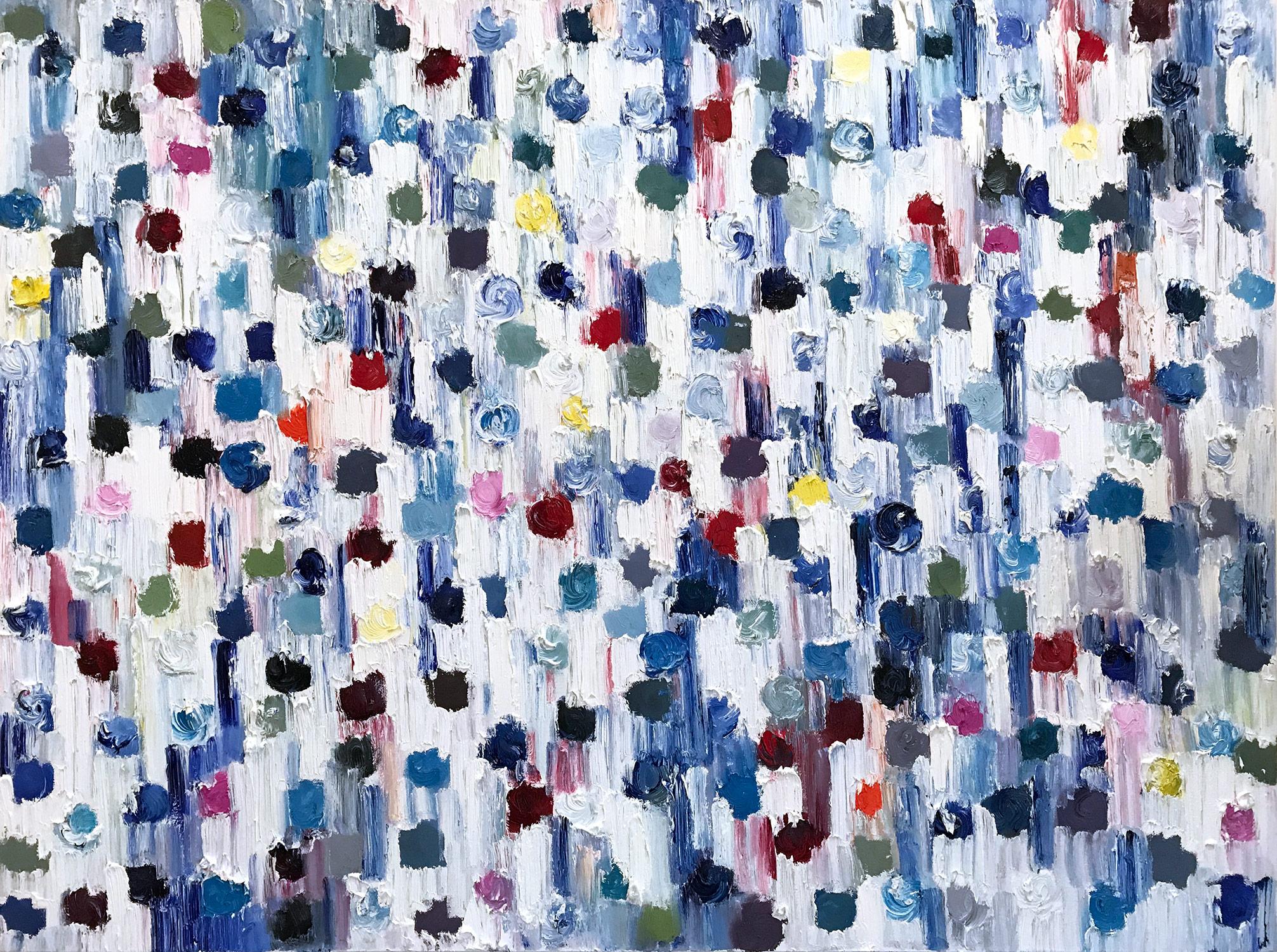 Cindy Shaoul Abstract Painting - Dripping Dots, Saint Lucia, Colorful, Abstract, Oil Painting