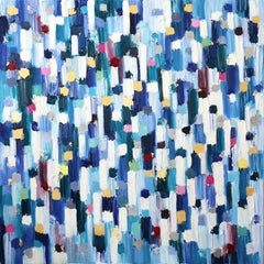 "Dripping Dots -  Saint Tropez" Colorful Abstract Oil Painting on Canvas