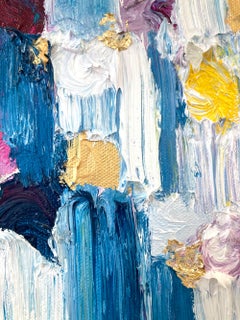 "Dripping Dots - Santorini" Multicolor Contemporary Oil Painting on Canvas