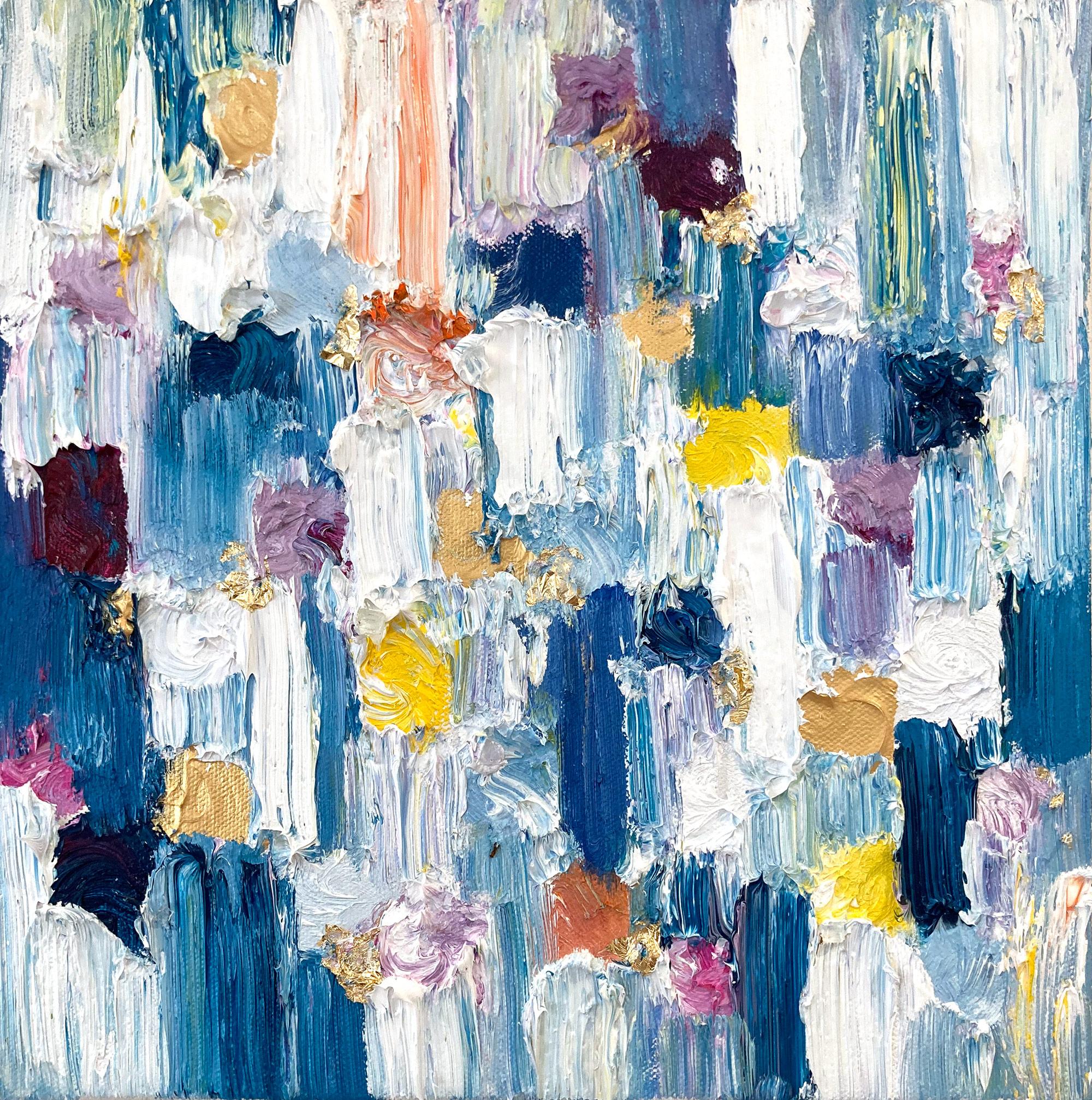 Cindy Shaoul Abstract Painting – „Dripping Dots – Santorini“ – Mehrfarbiges, zeitgenössisches Ölgemälde auf Leinwand