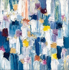 "Dripping Dots - Santorini" Multicolor Contemporary Oil Painting on Canvas