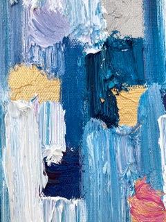 "Dripping Dots - Sicily" Multicolor & Gold Contemporary Oil Painting on Canvas
