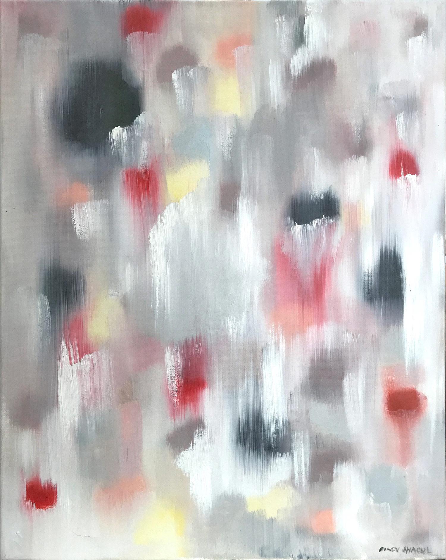 Abstract Painting Cindy Shaoul - "Dripping Dots - Sicile" - Peinture à l'huile contemporaine colorée sur toile