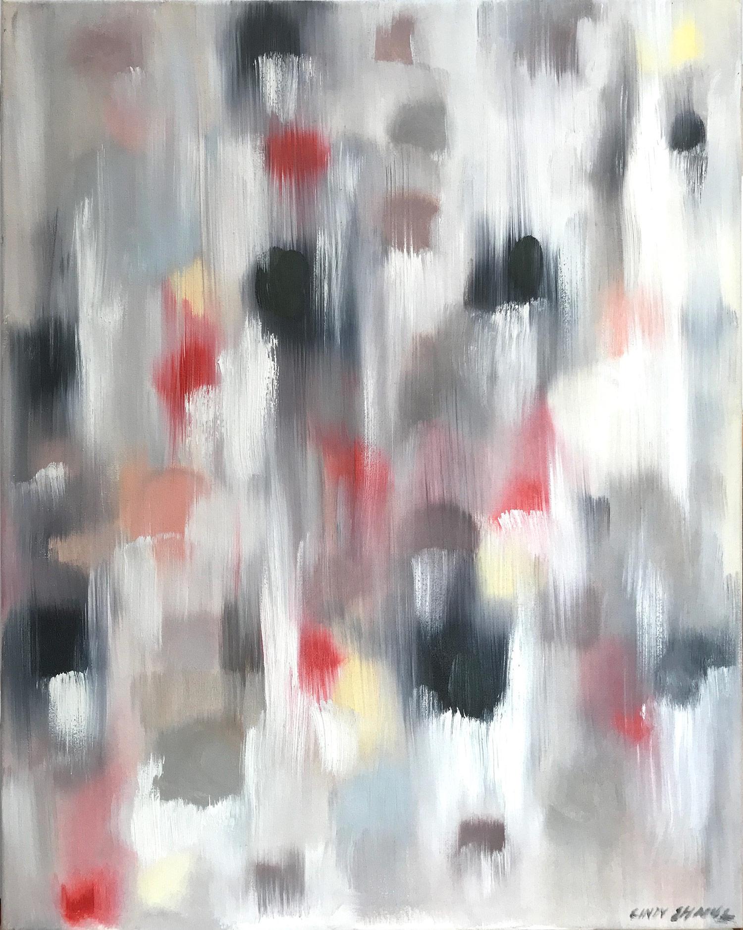 Abstract Painting di Cindy Shaoul - "Dot Dot Dot - Sardegna" Pittura a olio contemporanea colorata su tela