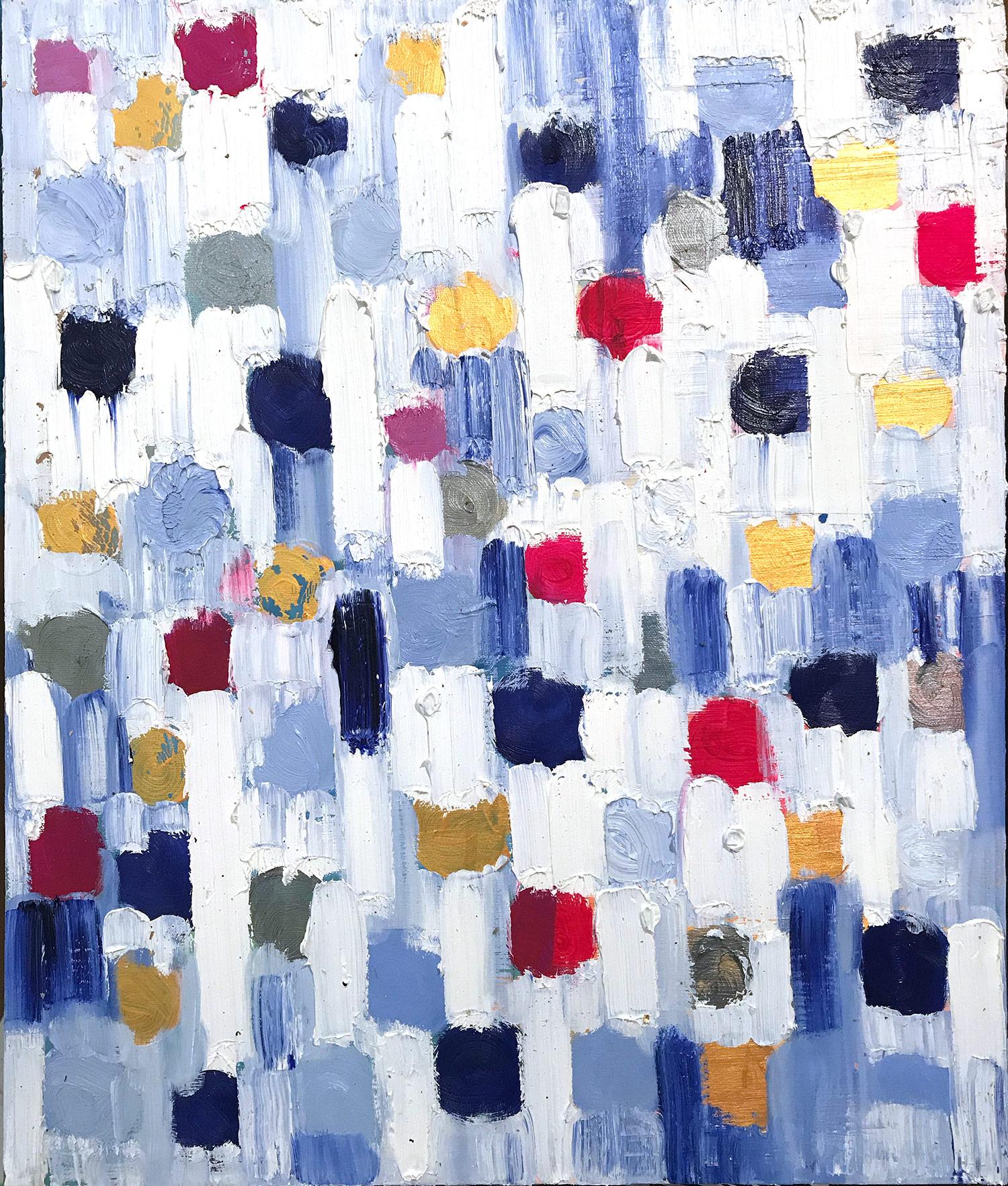 Abstract Painting Cindy Shaoul - "Dripping Dots - Espagne" - Peinture à l'huile abstraite colorée sur toile