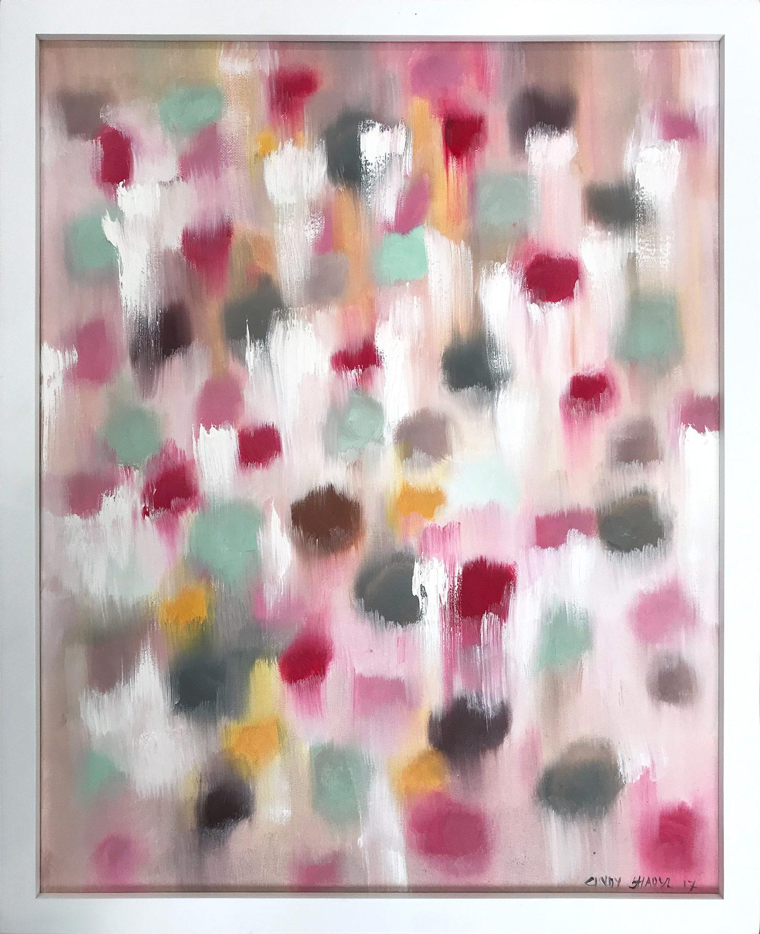 Cindy Shaoul Abstract Painting - "Dripping Dots - Spring in Manhattan" Colorful Abstract Oil Painting on Canvas