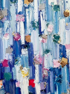 "Dripping Dots - Frühling in New York" Gradient Contemporary Ölgemälde Leinwand