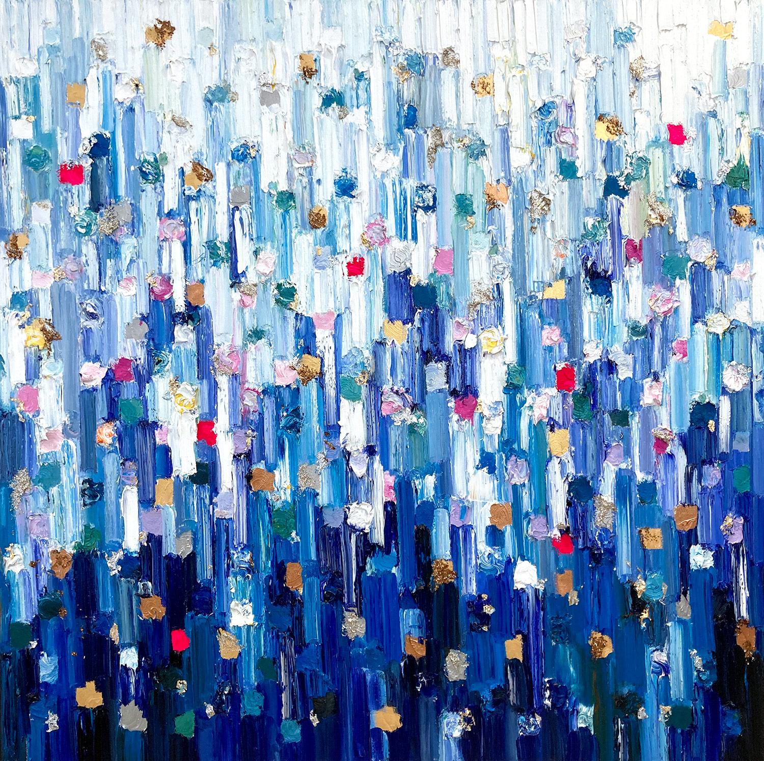 Abstract Painting di Cindy Shaoul - "Dot Dot - Primavera a New York" Pittura ad olio contemporanea a gradiente su tela