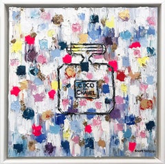 Peinture à l'huile contemporaine colorée Pop Pop « Drop Dots - Springtime in Chanel »