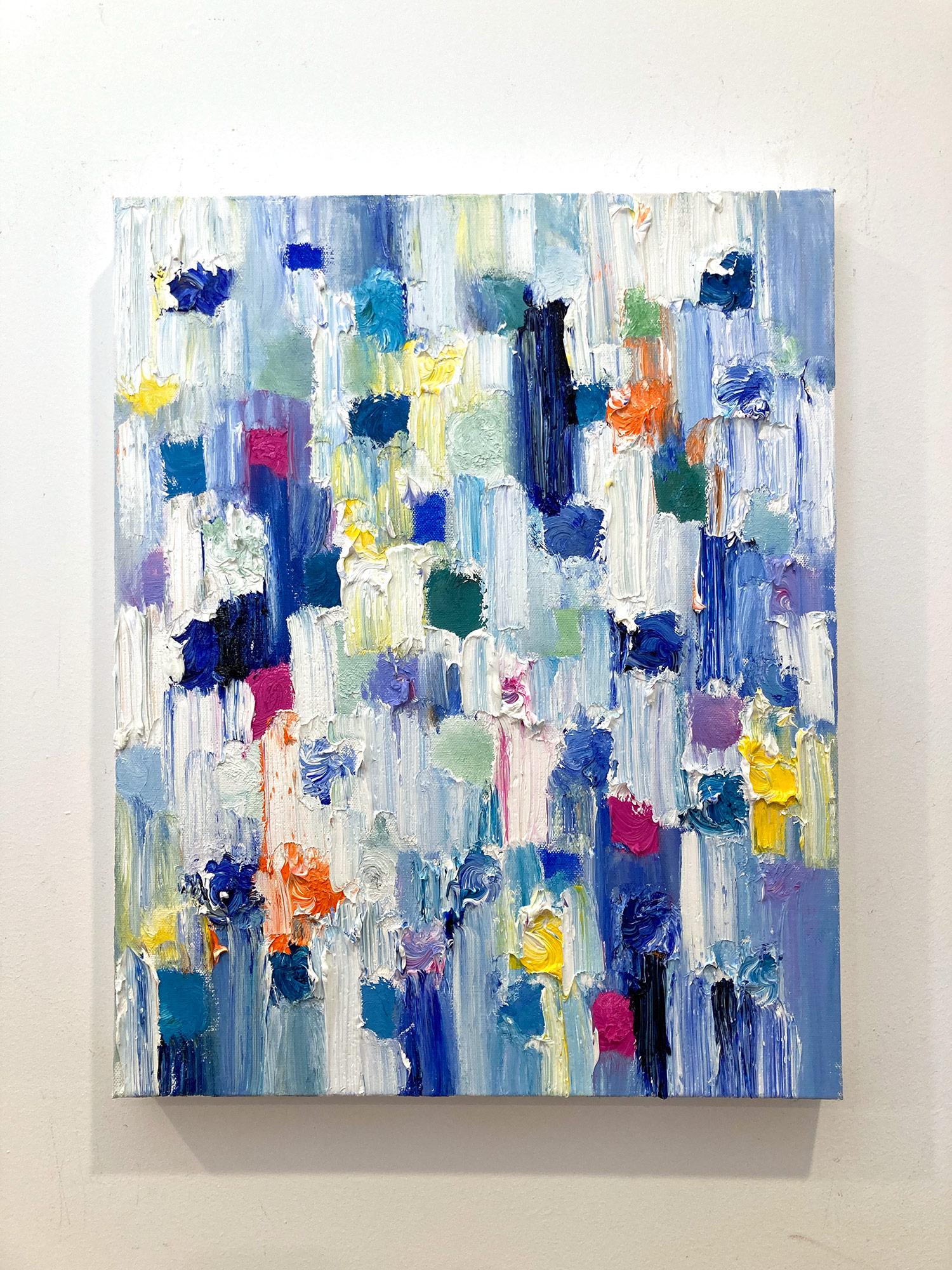 Dripping Dots - Springtime in Rome - Peinture à l'huile abstraite colorée sur toile en vente 6