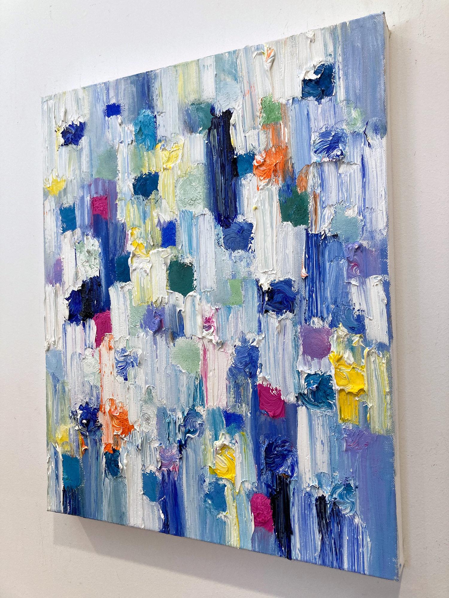 „Dripping Dots – Frühling in Rom“, farbenfrohes abstraktes Ölgemälde auf Leinwand im Angebot 7