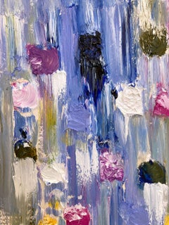 "Dripping Dots - Springtime in Rome" Multicolor Abstract Oil Painting Paper