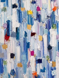 "Dripping Dots - St. Barths" Contemporary Oil Painting on Canvas Framed