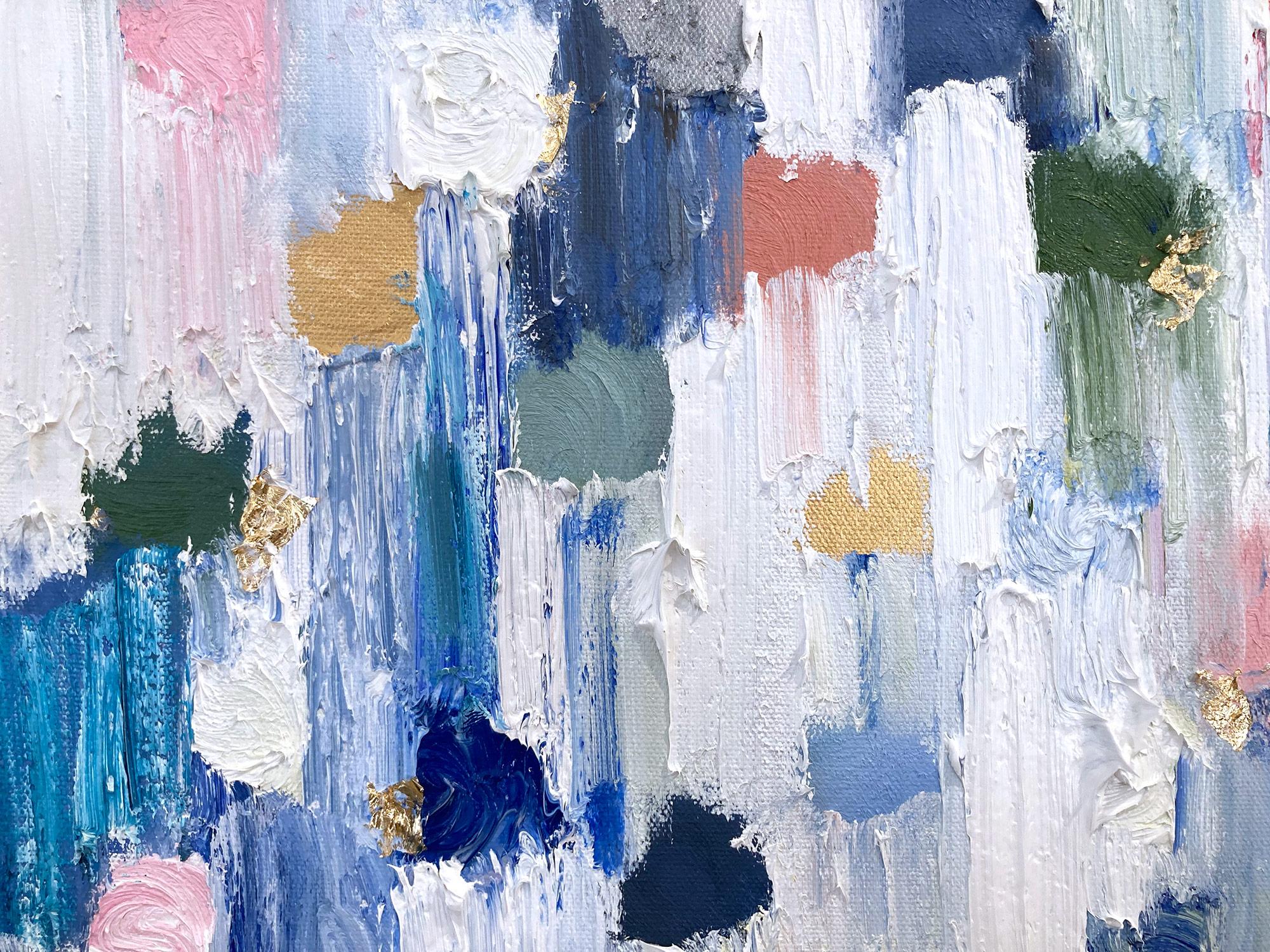 Grazie agli strati di olii brillanti e alle pennellate di pennello, la pittura è in grado di brillare e scintillare in un disegno davvero unico. L'artista utilizza oli dalla texture spessa e vetro per aggiungere un'atmosfera urbana e contemporanea.
