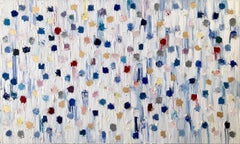 "Dripping Dots - St. Barts" Colorful Abstract Landscape Oil Painting on Canvas 