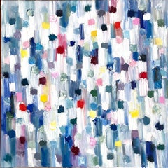 "Dripping Dots - St. Barts" Colorful Abstract Oil Painting on Canvas Golf Frame