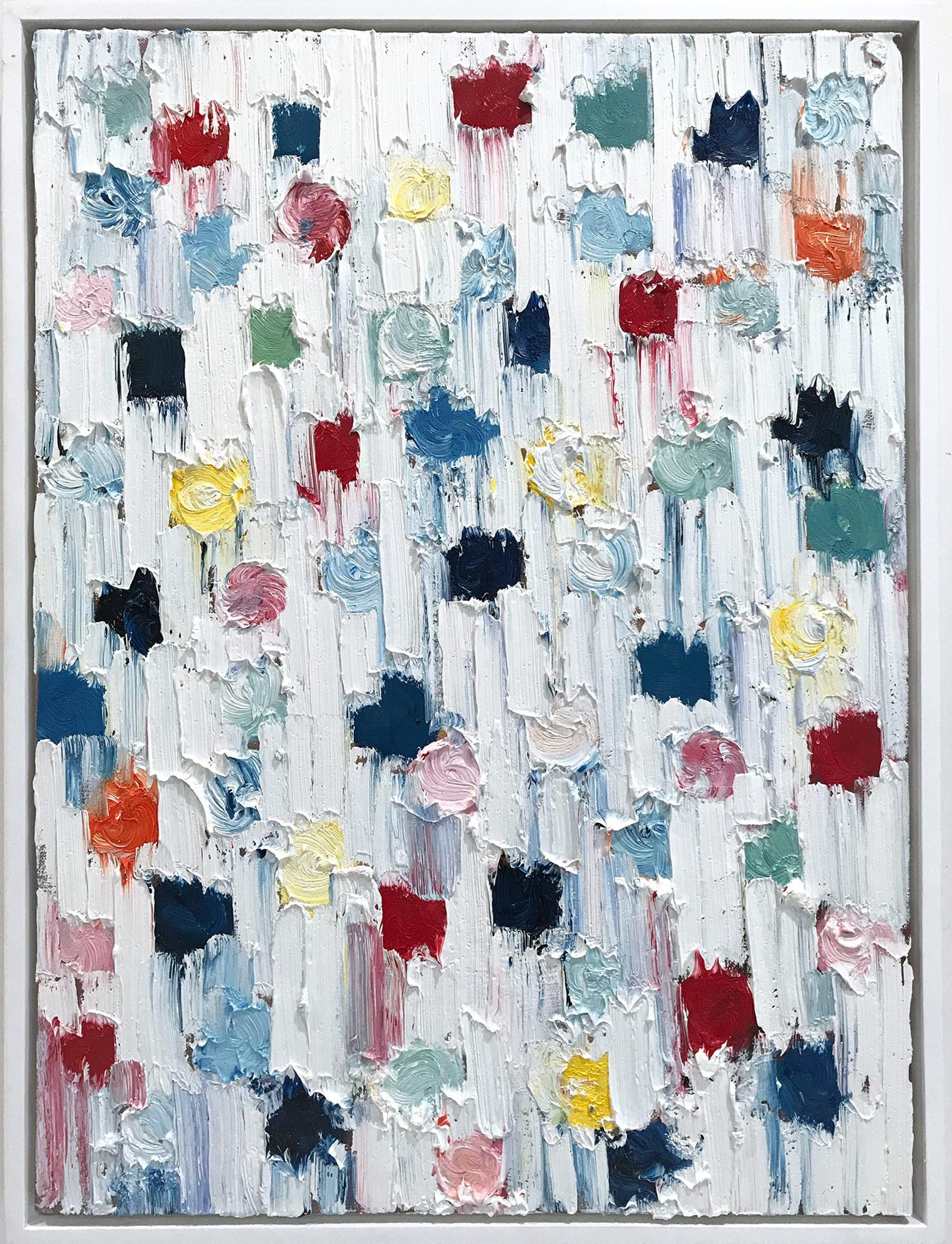 Cindy Shaoul Abstract Painting - "Dripping Dots - St. Barts" Colorful Abstract Oil Painting on Canvas