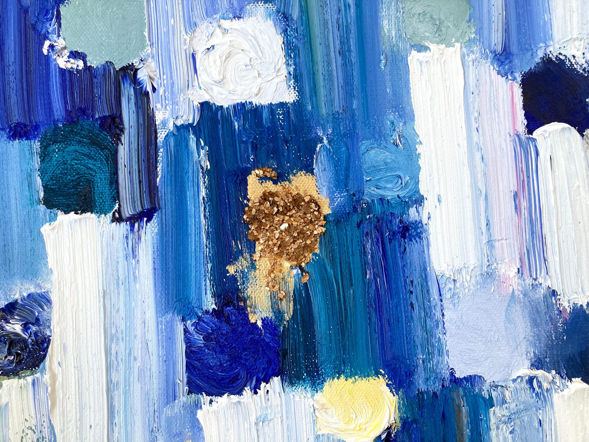 « Droping Dots - St Tropez », peinture abstraite colorée à l'huile sur toile, technique mixte  en vente 6