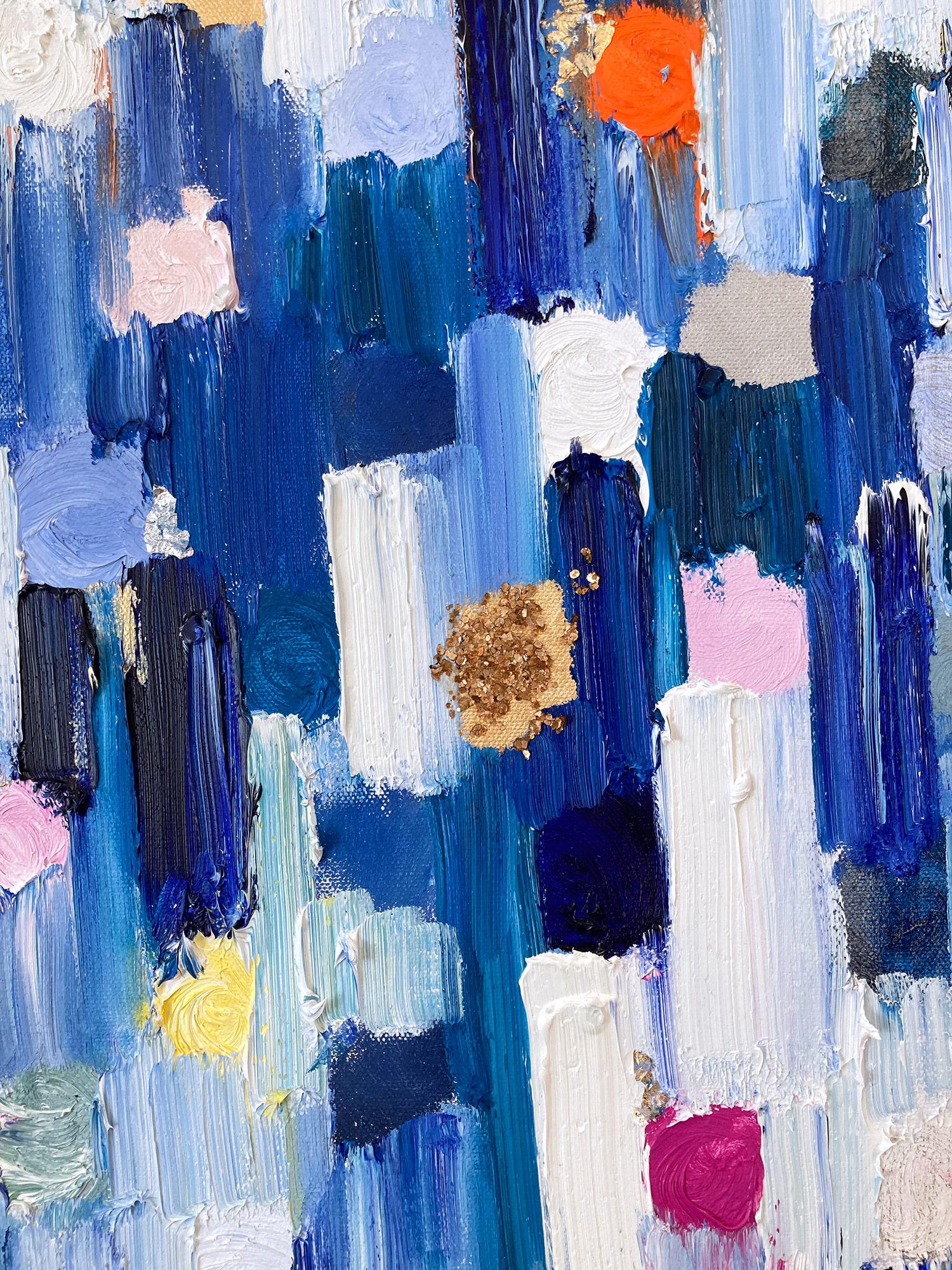 « Droping Dots - St Tropez », peinture abstraite colorée à l'huile sur toile, technique mixte  - Contemporain Painting par Cindy Shaoul