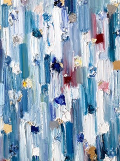 "Dripping Dots - St. Tropez" Zeitgenössische abstrakte Öl- und Blattgoldmalerei