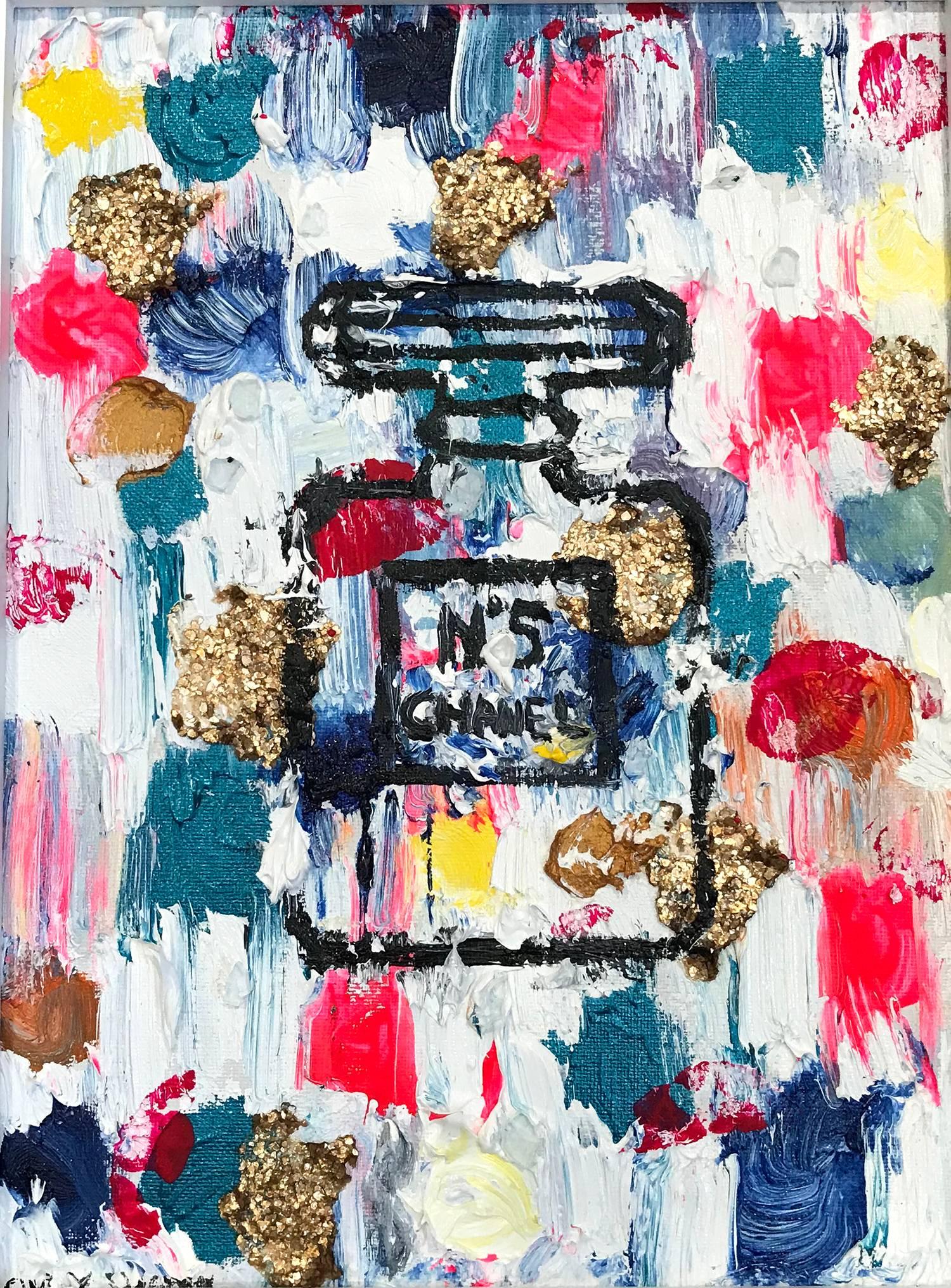 Dripping Dots, Summer in N°5 Chanel - Painting by Cindy Shaoul