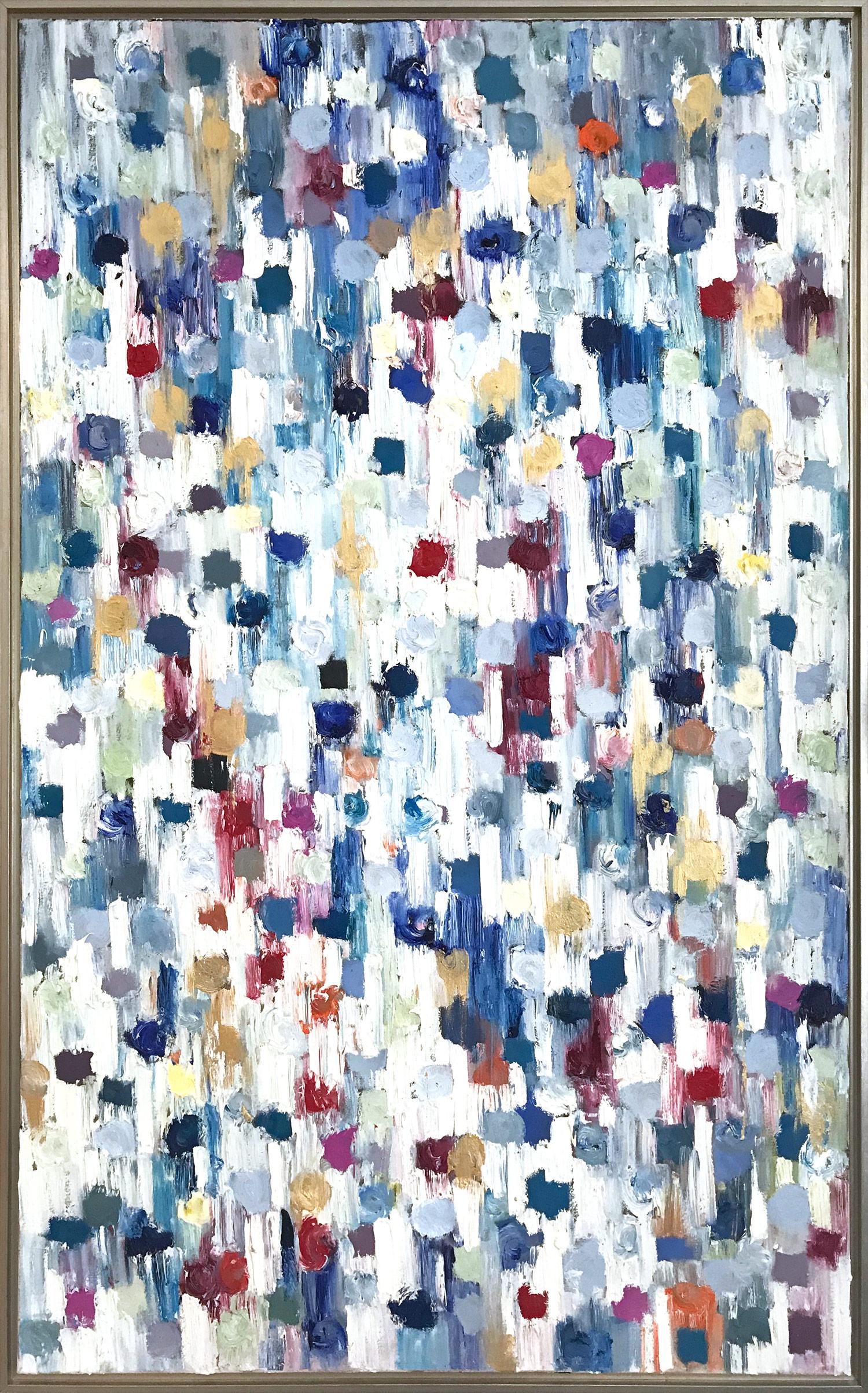 Cindy Shaoul Abstract Painting - Dripping Dots - The Citadel, Colorful, Abstract, Oil Painting