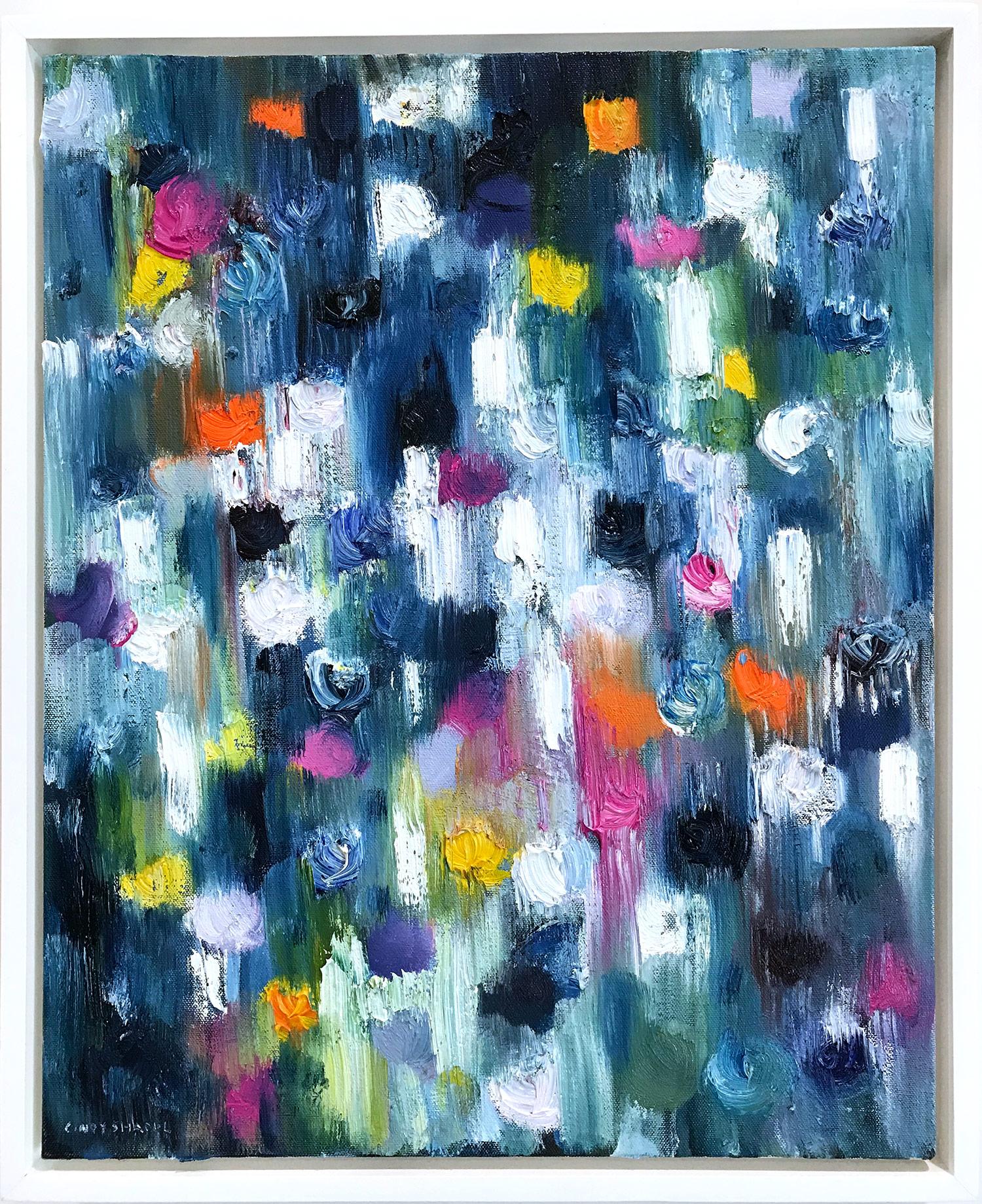 Cindy Shaoul Abstract Painting - Dripping Dots, Tokyo Lights