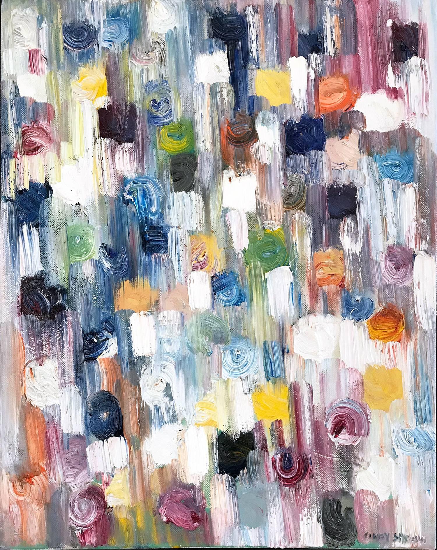 Dripping Dots, Parisian Nights - Painting by Cindy Shaoul