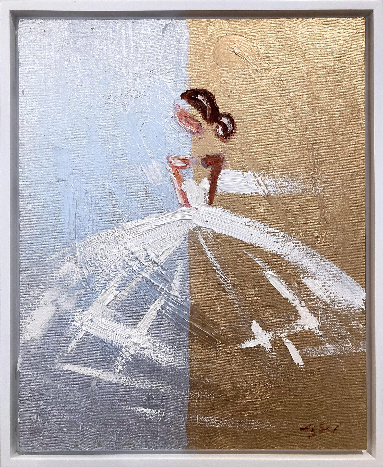 Cindy Shaoul Abstract Painting - "Elegance in Paris" Figure Chanel French Haute Couture Oil Painting on Canvas