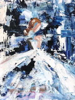 "Ella" Figure with Gown French Haute Couture Oil Painting on Paper