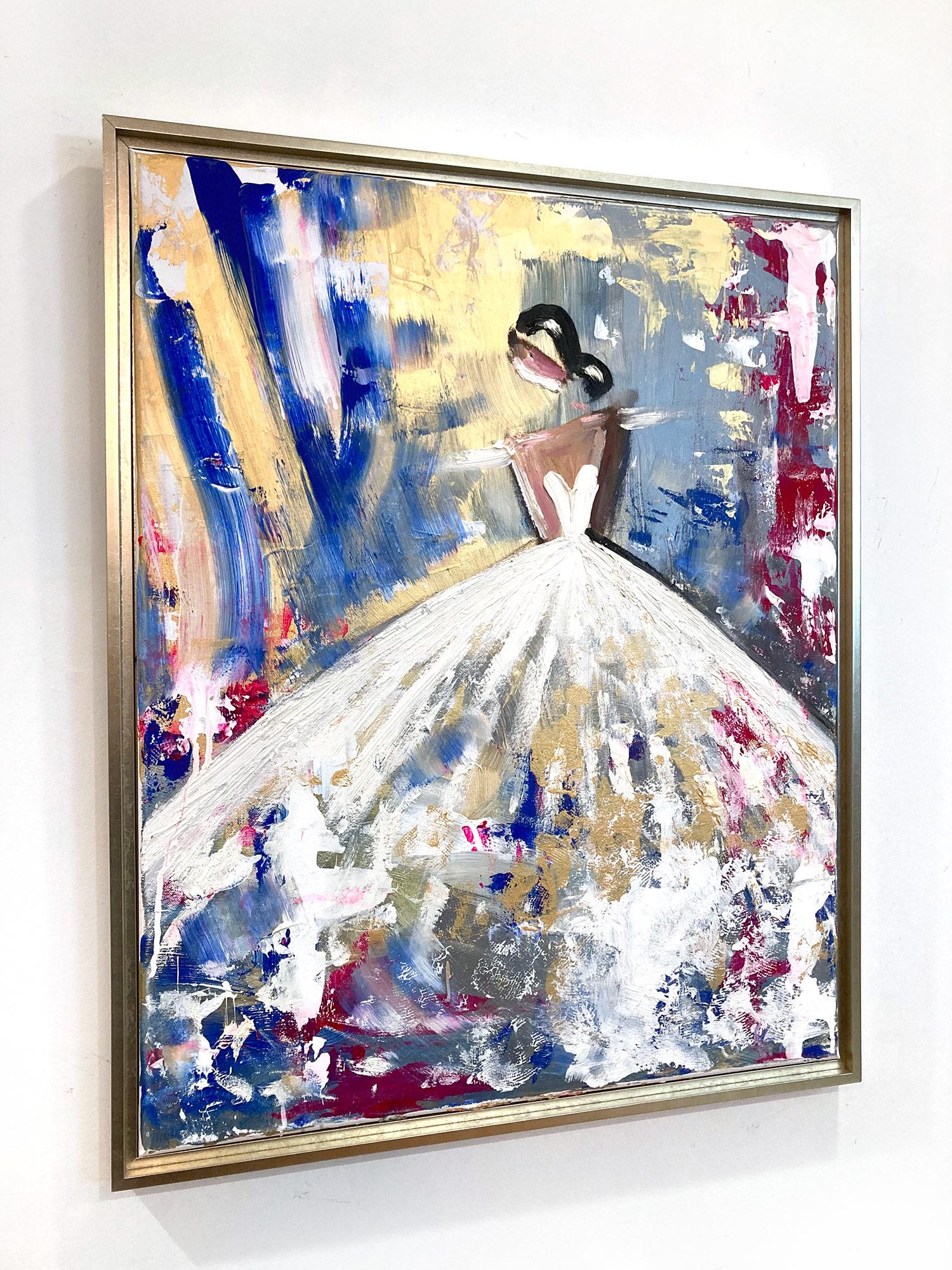 Peinture à l'huile sur toile - Figure abstraite avec robe de haute couture française en vente 12